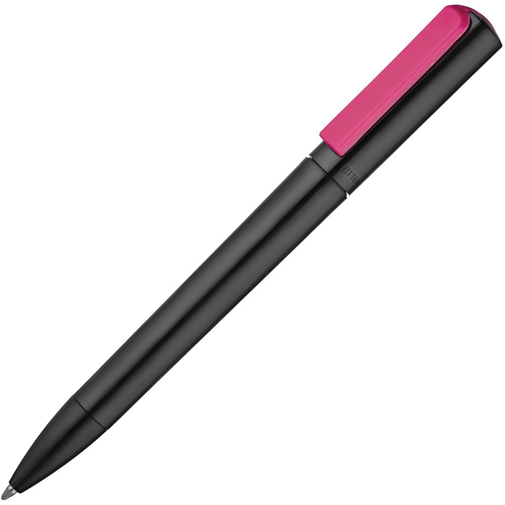 Ручка пластиковая шариковая Split Black Neon, черная с розовым