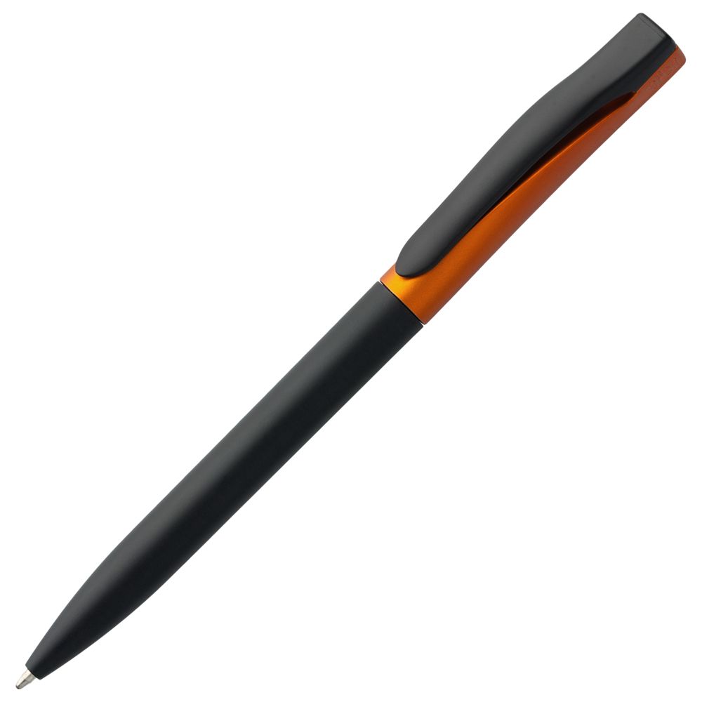 Ручка пластиковая шариковая Pin Fashion, черно-оранжевый металлик