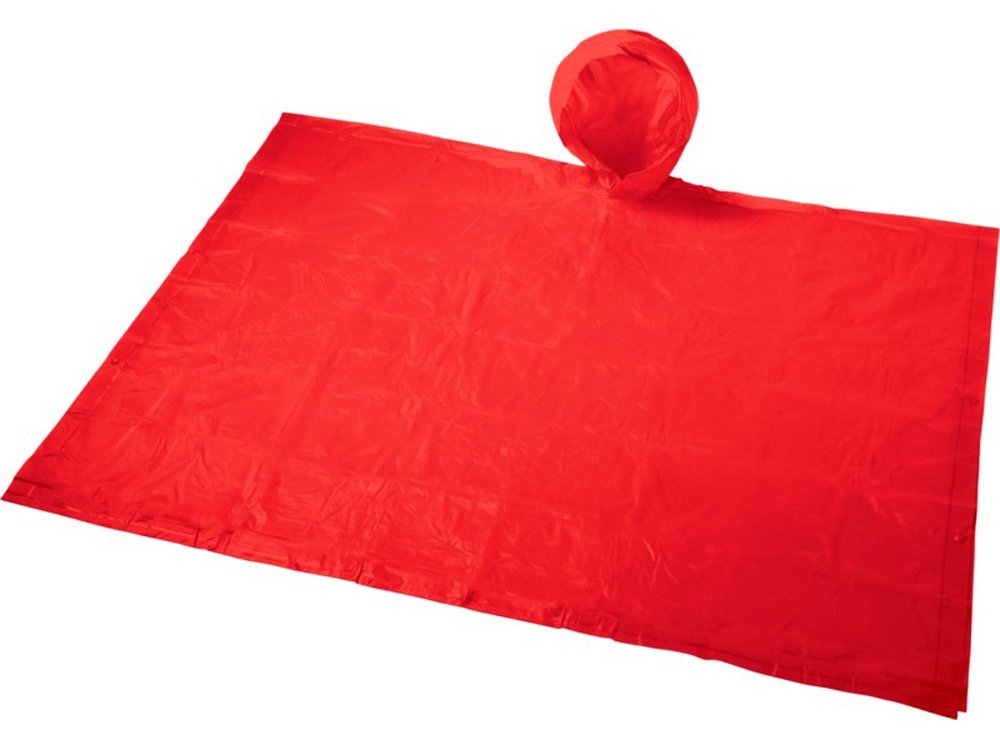 Складывающийся полиэтиленовый дождевик Paulus в сумке, красный, 100х130