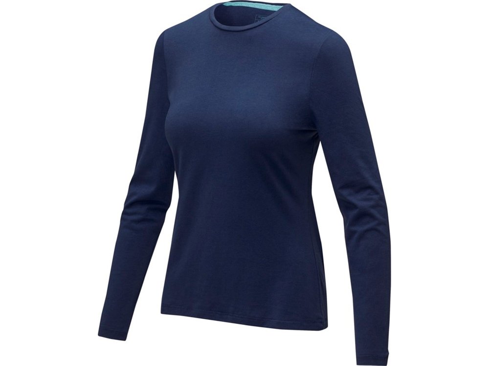 Ponoka женская футболка из органического хлопка, длинный рукав, темно-синий, XL