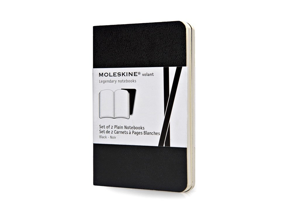 Записная книжка Moleskine Volant (нелинованная, 2 шт.), XSmall (6,5х10,5см), черный, 6,5х10,5х0,8