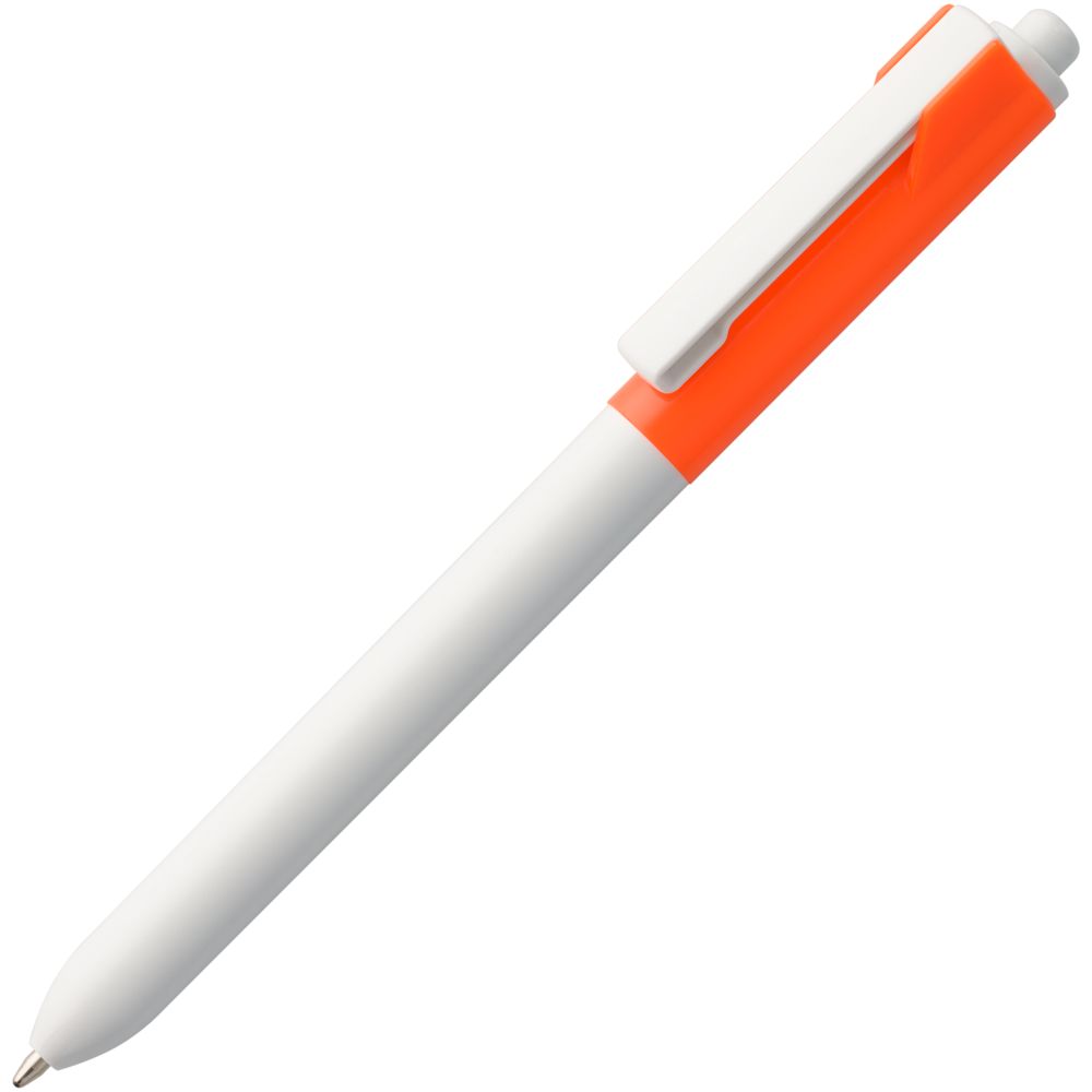 Ручка пластиковая шариковая Hint Special, белая с оранжевым