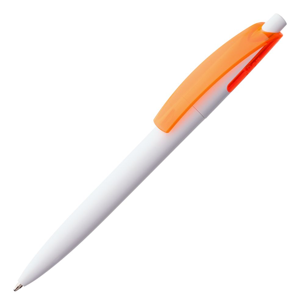 Ручка пластиковая шариковая Bento, белая с оранжевым