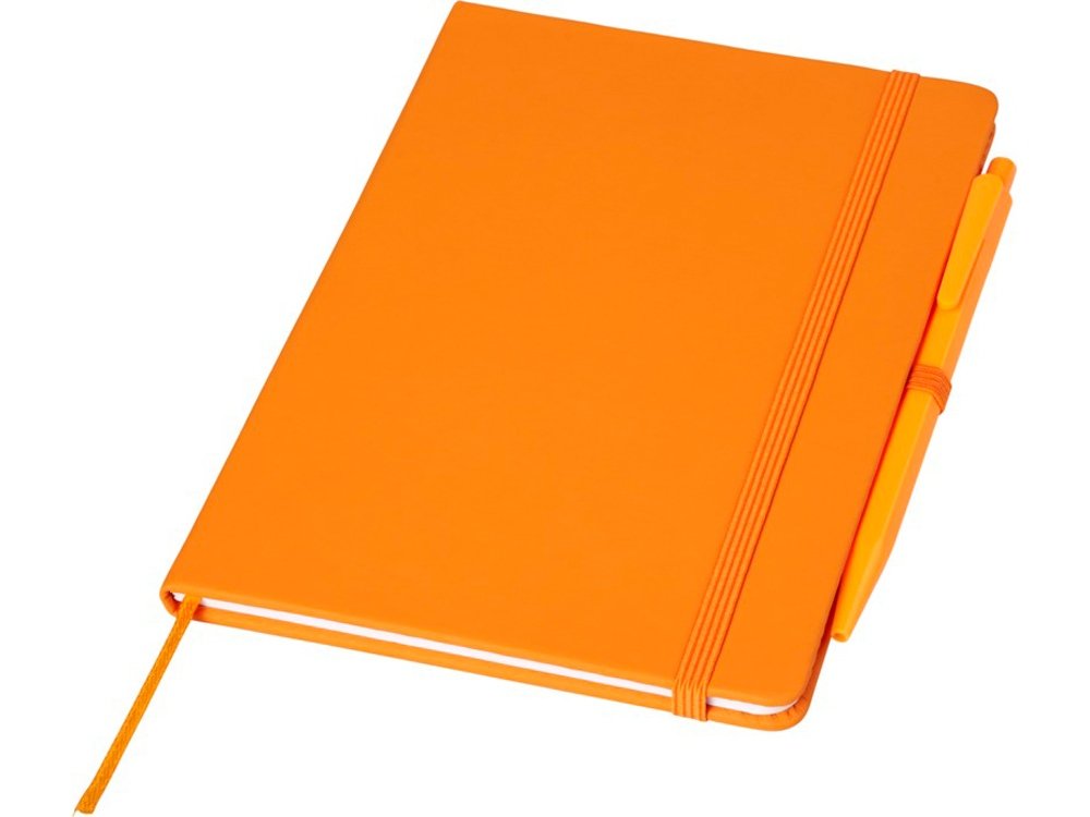 Блокнот Prime среднего размера с ручкой, оранжевый, 13х18х1,2