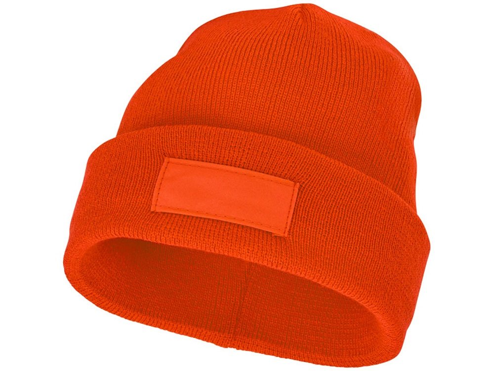 Шапка Boreas с нашивками, оранжевый, высота шапки 22 см, подворот 6,5