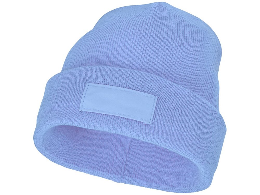 Шапка Boreas с нашивками, голубой, высота шапки 22 см, подворот 6,5