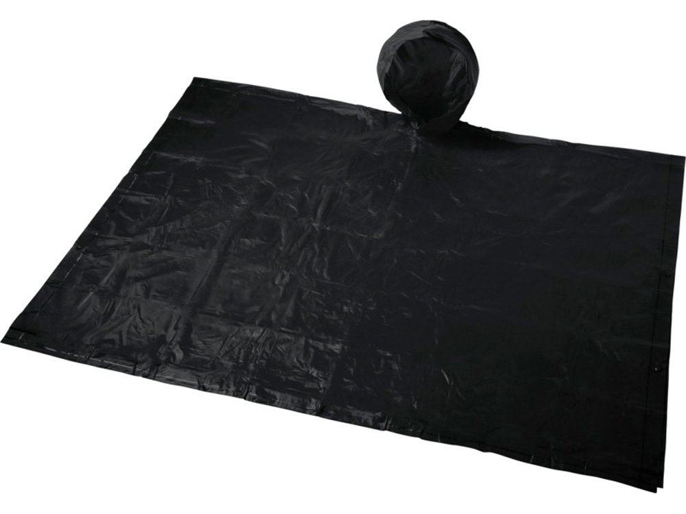 Складывающийся полиэтиленовый дождевик Paulus в сумке, черный, 100х130