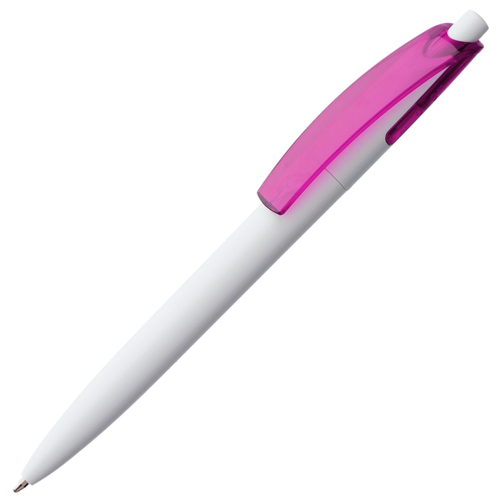 Ручка пластиковая шариковая Bento, белая с розовым
