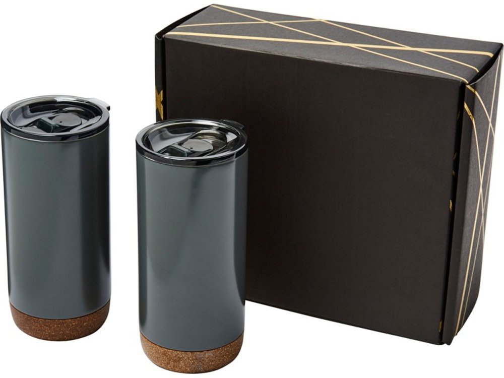 Подарочный набор медных термокружок с вакуумной изоляцией Valhalla, серый, 21,5x25,7x9,5