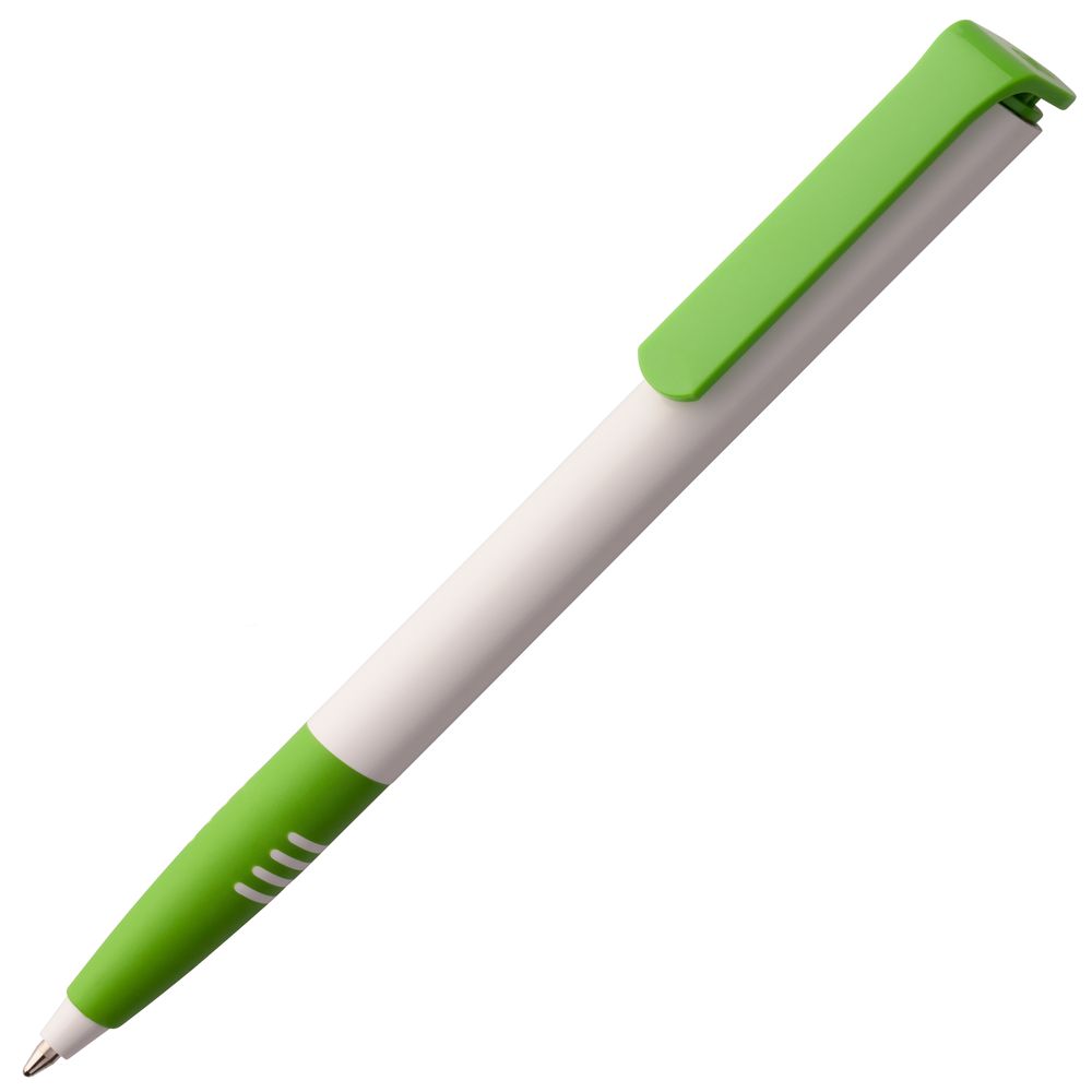 Ручка пластиковая шариковая Senator Super Soft, белая с зеленым
