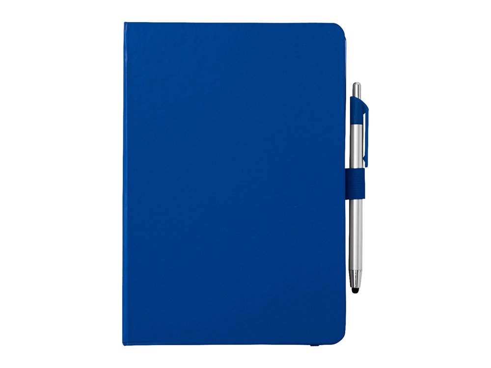Блокнот A5 Crown с шариковой ручкой-стилусом, синий/серебристый (Р), 14,6х21х1,3