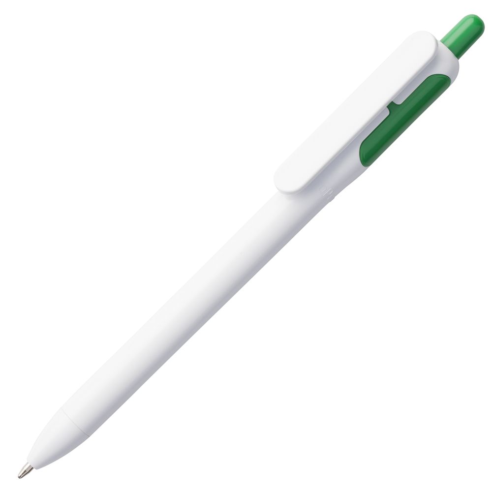 Ручка пластиковая шариковая Bolide, белая с зеленым