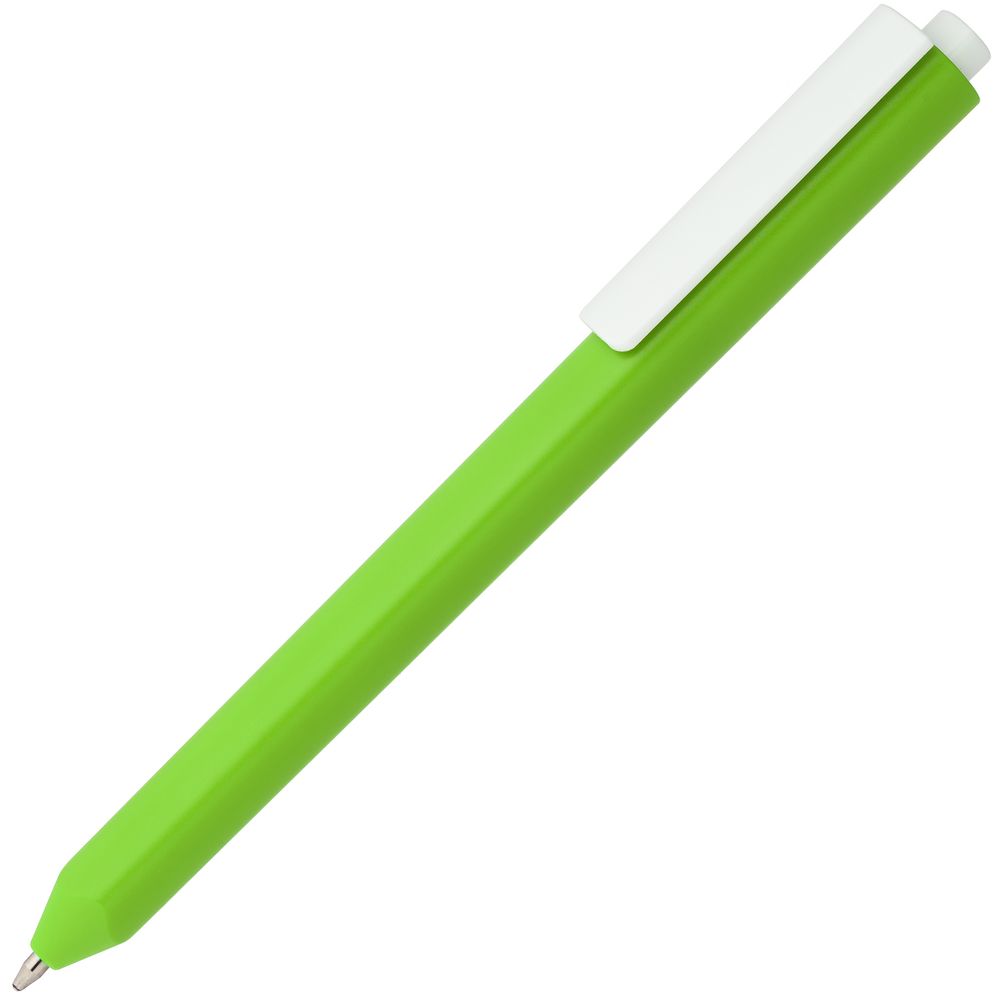 Ручка пластиковая шариковая Corner, зеленая с белым