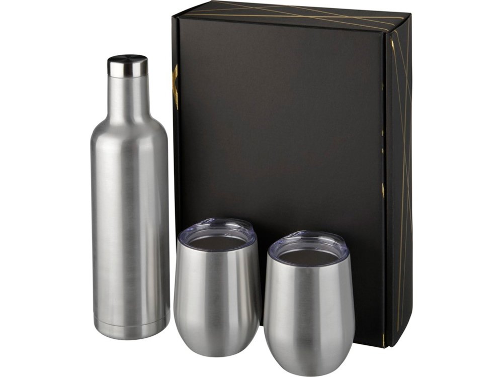 Подарочный набор из медных предметов с вакуумной изоляцией Pinto и Corzo, серебристый, 22,5x33,5x9,5