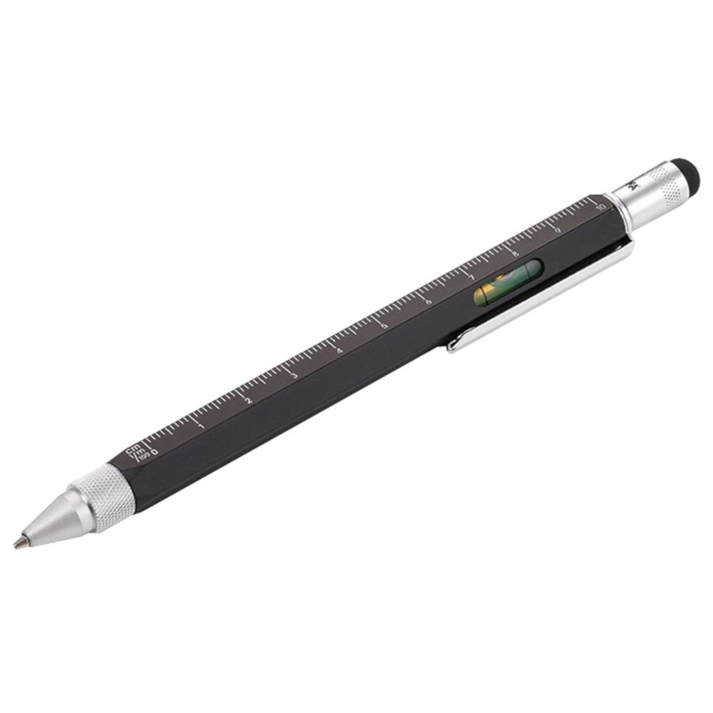 Ручка металлическая шариковая Construction, мультиинструмент, черная