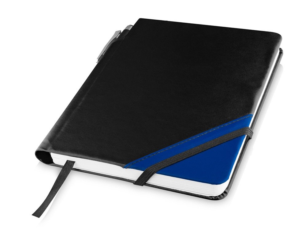 Блокнот A6 Patch-the-edge с шариковой ручкой, черный/ярко-синий, 18,1х14х1,7