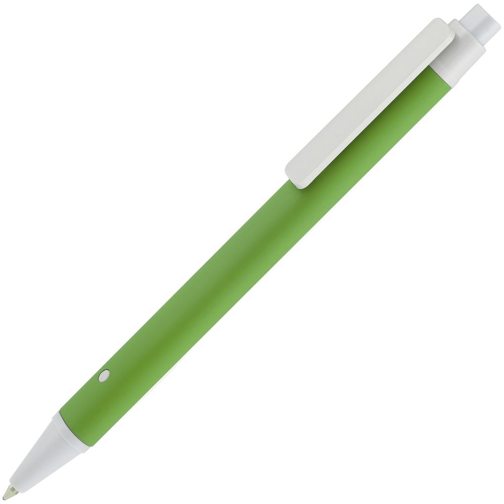 Ручка металлическая шариковая Button Up, зеленая с белым