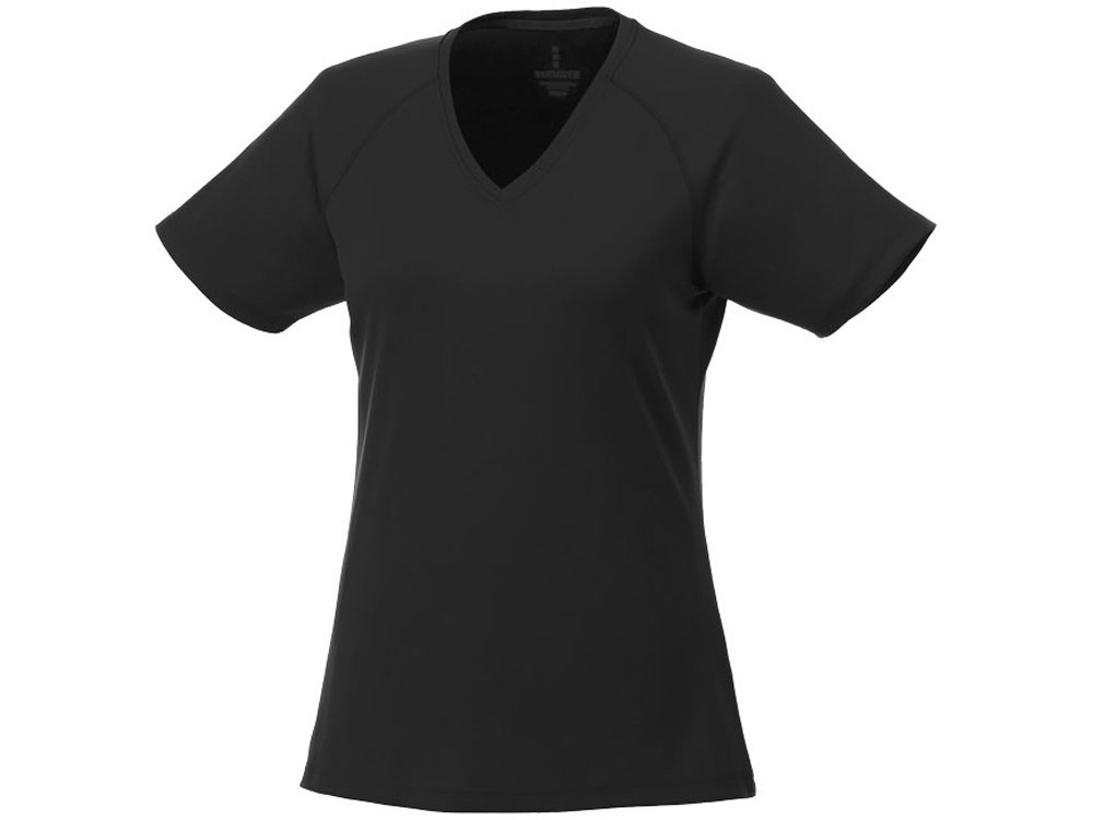 Модная женская футболка Amery  с коротким рукавом и V-образным вырезом, черный, L