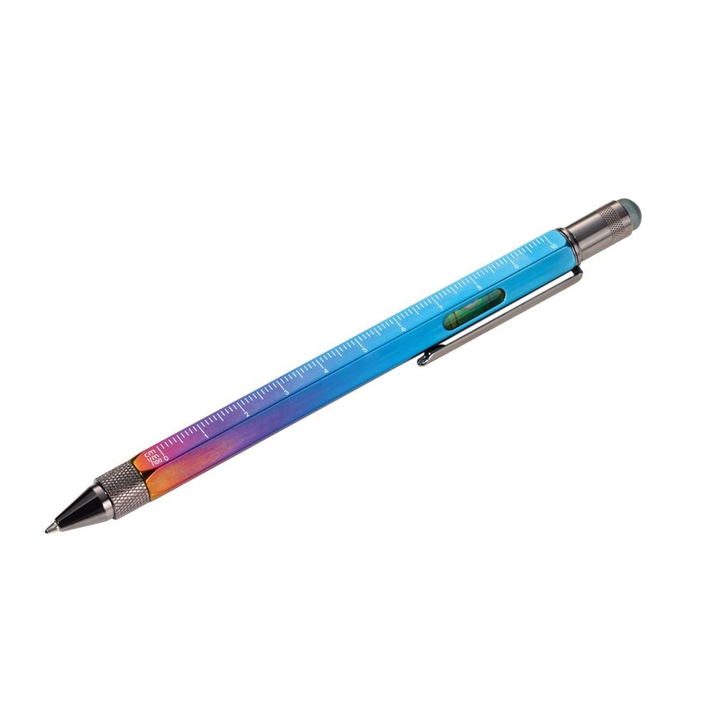Ручка металлическая шариковая Construction Spectrum, мультиинструмент, радужная