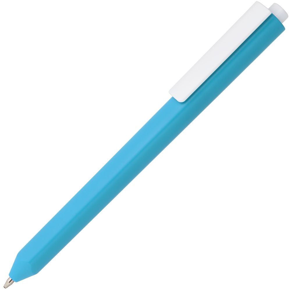 Ручка пластиковая шариковая Corner, голубая с белым