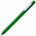 Ручка пластиковая шариковая Slider, зеленая с белым
