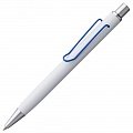 Ручка металлическая шариковая Clamp, белая с синим