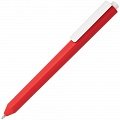 Ручка пластиковая шариковая Corner, красная с белым