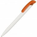 Ручка пластиковая шариковая Clear Solid, белая с оранжевым