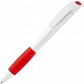 Ручка пластиковая шариковая Grip, белая с красным