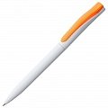 Ручка пластиковая шариковая Pin, белая с оранжевым