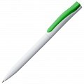 Ручка пластиковая шариковая Pin, белая с зеленым
