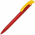 Ручка пластиковая шариковая Clear Solid, красная с желтым