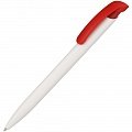 Ручка пластиковая шариковая Clear Solid, белая с красным