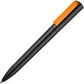 Ручка пластиковая шариковая Split Black Neon, черная с оранжевым