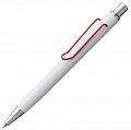 Ручка металлическая шариковая Clamp, белая с красным