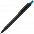 Ручка металлическая шариковая Chromatic, черная с голубым