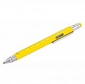 Ручка металлическая шариковая Construction, мультиинструмент, желтая