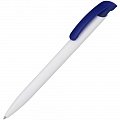 Ручка пластиковая шариковая Clear Solid, белая с синим