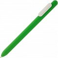 Ручка пластиковая шариковая Slider Soft Touch, зеленая с белым