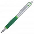 Ручка металлическая шариковая Boomer, с зелеными элементами