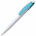 Ручка пластиковая шариковая Bento, белая с голубым