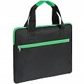 картинка Конференц-сумка Unit Сontour, черная с зеленой отделкой