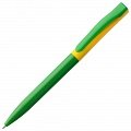 Ручка пластиковая шариковая Pin Special, зелено-желтая