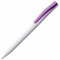 картинка Ручка пластиковая шариковая Pin, белая с фиолетовым