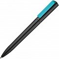 Ручка пластиковая шариковая Split Black Neon, черная с голубым