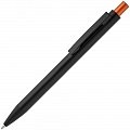 Ручка металлическая шариковая Chromatic, черная с оранжевым