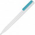 Ручка пластиковая шариковая Split White Neon, белая с голубым
