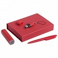 Набор Bond: аккумулятор, флешка и ручка, красный