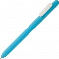 Ручка пластиковая шариковая Slider Soft Touch, голубая с белым
