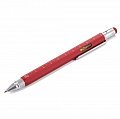 Ручка металлическая шариковая Construction, мультиинструмент, красная